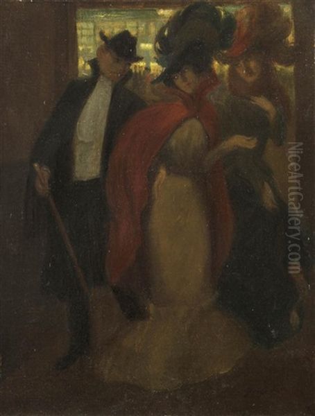 Sortie De Bar Oil Painting by Georges Alfred Bottini