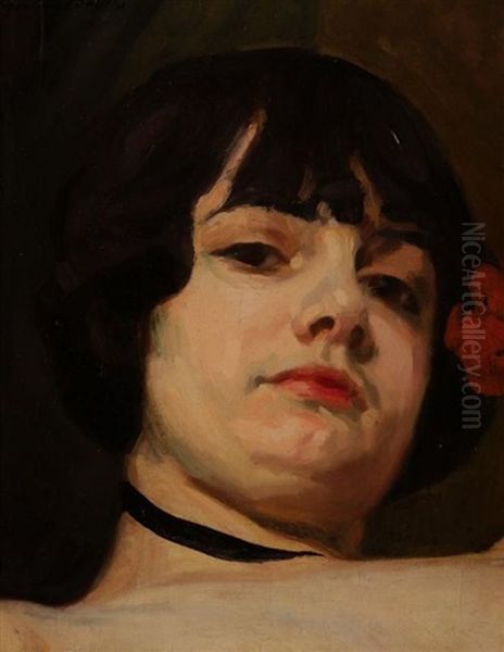 Portrait De Femme Oil Painting by Georges Alfred Bottini