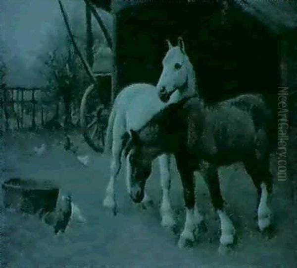 The Farmyard Oil Painting by Edwin Bottomley