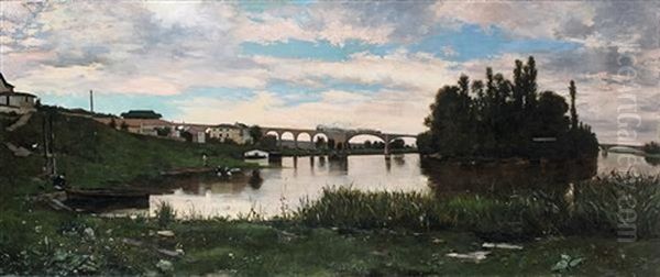 Paysage Au Pont De Chemin De Fer by Paul Louis Bouchard