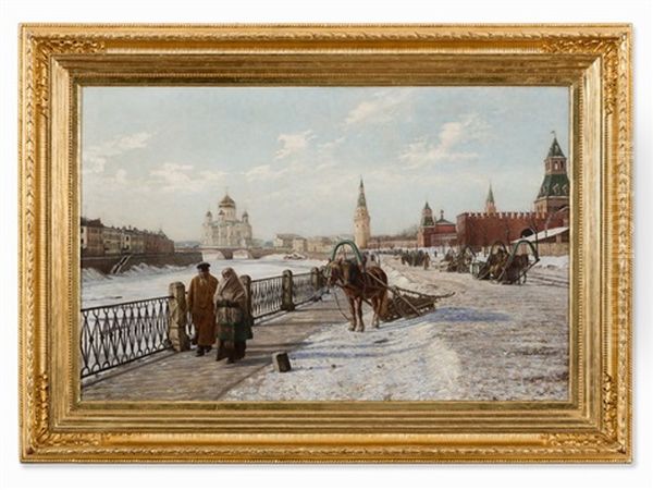 View Of Moscow Kremlin Oil Painting by Paul Louis Bouchard