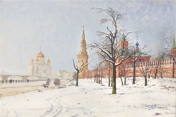 Moscou Sous La Neige Oil Painting by Paul Louis Bouchard