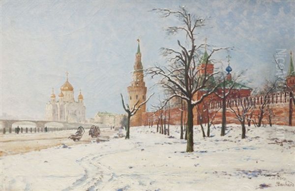 Moscou Sous La Neige Oil Painting by Paul Louis Bouchard