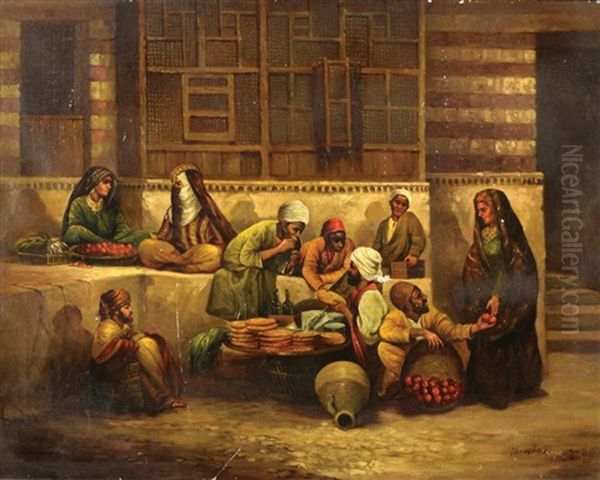 Oriental Market Oil Painting by Paul Louis Bouchard