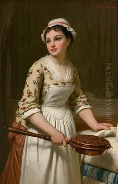 Jeune Femme A La Bassinoire Oil Painting by Pierre Francois Bouchard