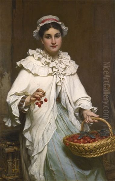 La Cueilleuse De Cerises Oil Painting by Pierre Francois Bouchard