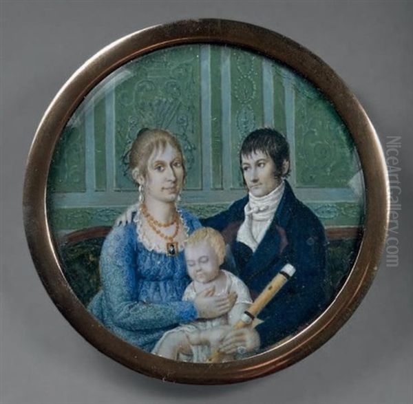 Triple Portrait De Famille Oil Painting by Etienne Bouchardy