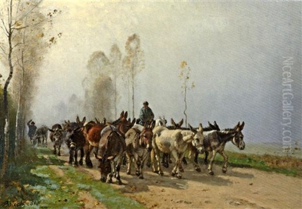 Le Retour Des Anes Oil Painting by Louis Alexandre Bouche