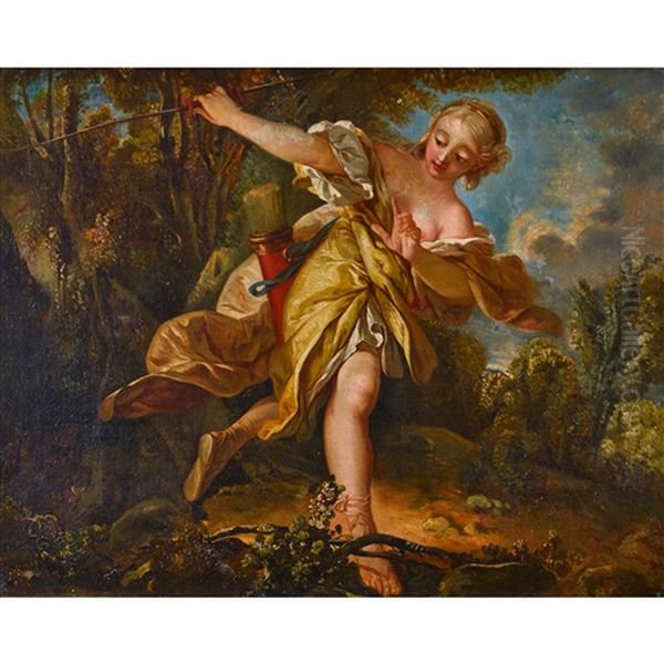 Sylvie Fuyant Le Loup Qu'elle A Blesse Oil Painting by Francois Boucher