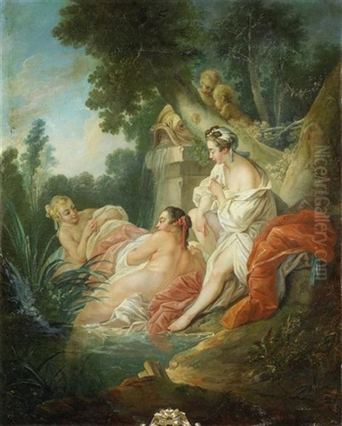 Spring; And Summer Oil Painting by Francois Boucher