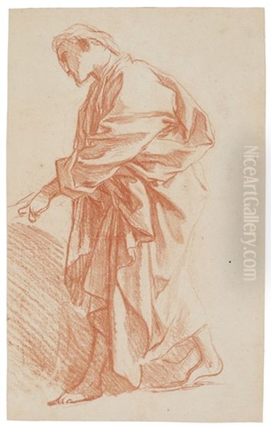 A Study Of A Male Figure In Draped Clothing Oil Painting by Francois Boucher