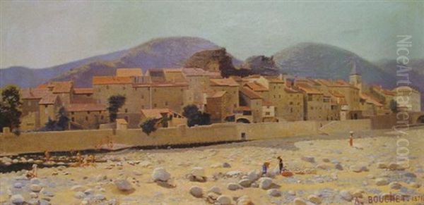 Vue De Vals, En Ardeche Oil Painting by Auguste Bouchet