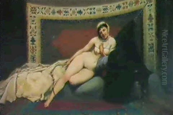 Nu Au Narghile Oil Painting by Auguste Bouchet