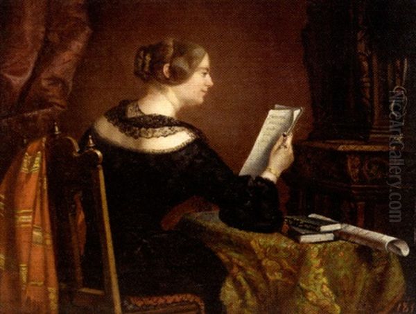 Jeune Fille Lisant Une Lettre Oil Painting by Camille Bouchet