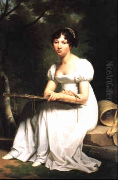 Portrait Of Alexandrine Isabey Oil Painting by Louis-Andre-Gabriel Bouchet