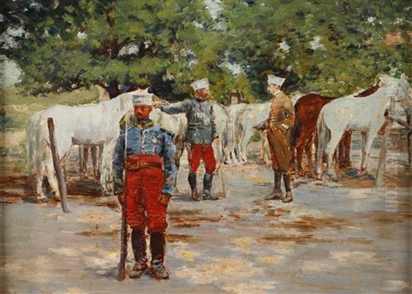 Chasseurs D'afrique Oil Painting by Joseph Felix Bouchor