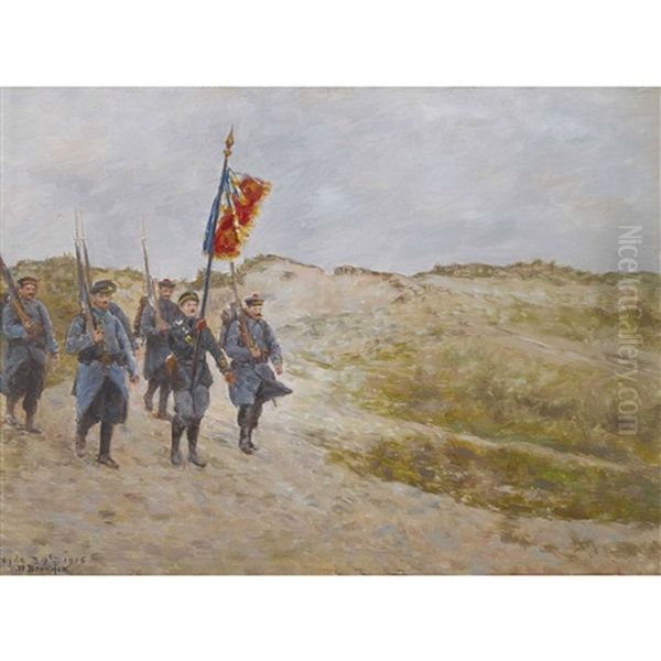 La Garde Du Drapeau Des Fusiliers Oil Painting by Joseph Felix Bouchor