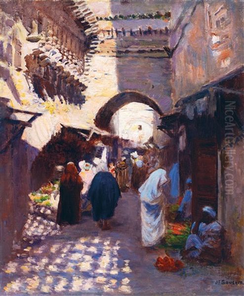 Fes, Le Souk Et Les Horloges De Bou Anania (inamiya) Oil Painting by Joseph Felix Bouchor