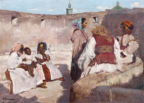 Femmes Sur La Terrasse, Fez Oil Painting by Joseph Felix Bouchor