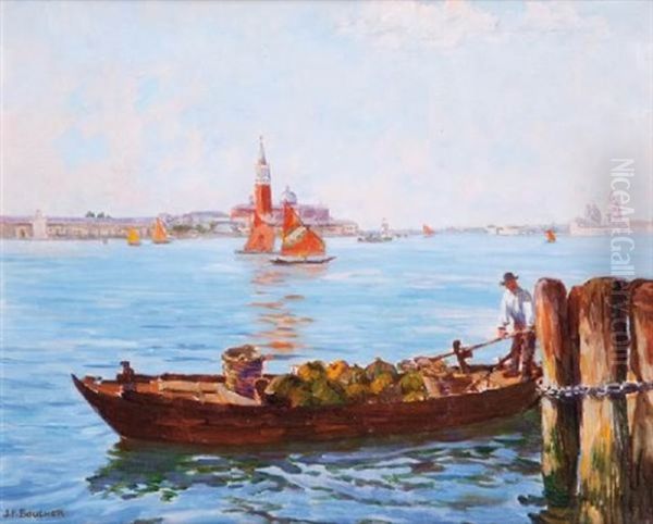 Venise, Le Marchand De Citrouilles Oil Painting by Joseph Felix Bouchor