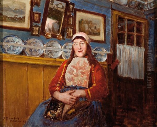 A Woman In The Regional Dress Of Marken Oil Painting by Joseph Felix Bouchor