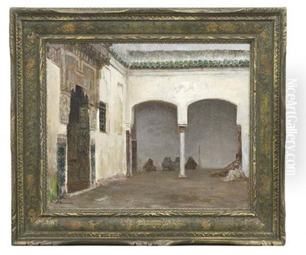 La Porte Du Sanctuaire De Sidi Ben Slimane El Djazouli A Marrakech Oil Painting by Joseph Felix Bouchor