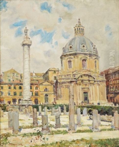 Le Forum De Trajan A Rome Oil Painting by Joseph Felix Bouchor