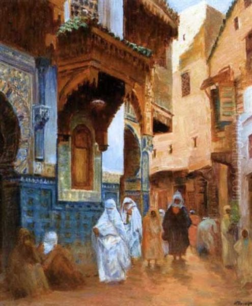 La Mosquee Sidi Ahmed Tidjani A Fes Oil Painting by Joseph Felix Bouchor