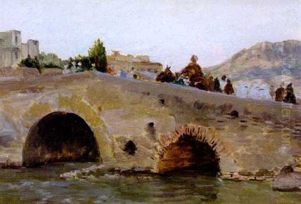 Traversee Du Pont Bein El Moudour, Fez Oil Painting by Joseph Felix Bouchor