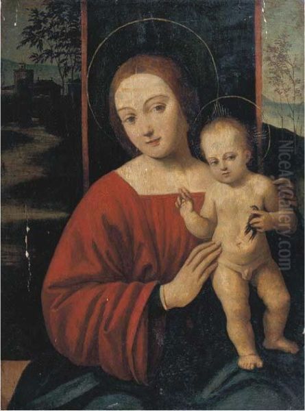 Madonna Con Bambino E Cardellino Oil Painting by Antonio Aleotti