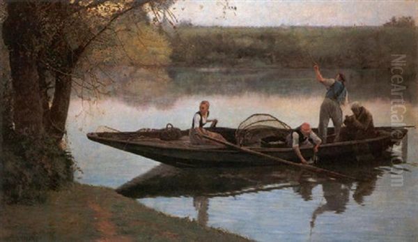 A Pesca Sul Lago Oil Painting by Joseph Felix Bouchor