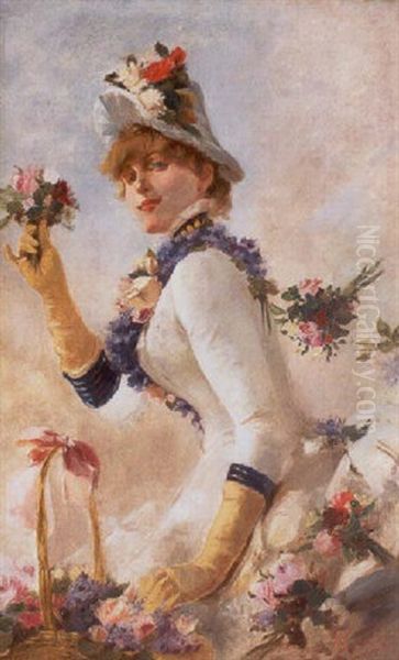 Dama Con Flores Oil Painting by Claire (Chevalier) Bouchot