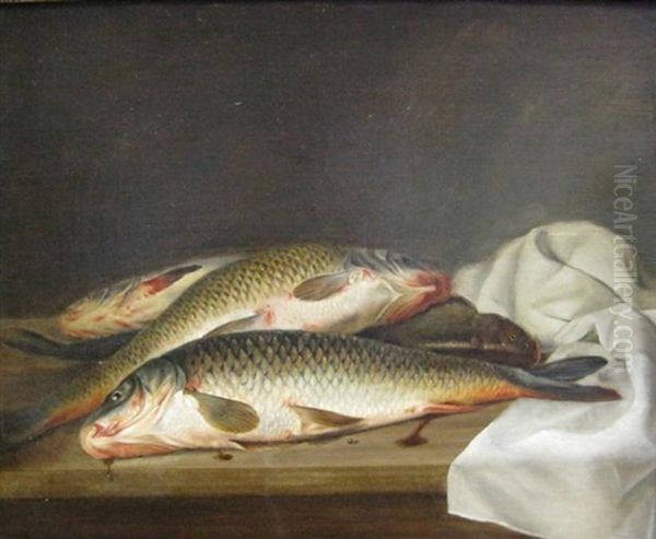 Nature Morte Aux Poissons Oil Painting by Pieter Van Boucle