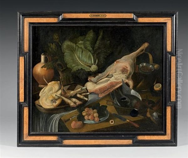 Nature Morte Aux Artichauts Et Canard Oil Painting by Pieter Van Boucle