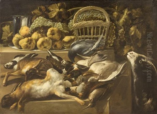 Still Life With Fruit And Game Oil Painting by Pieter Van Boucle