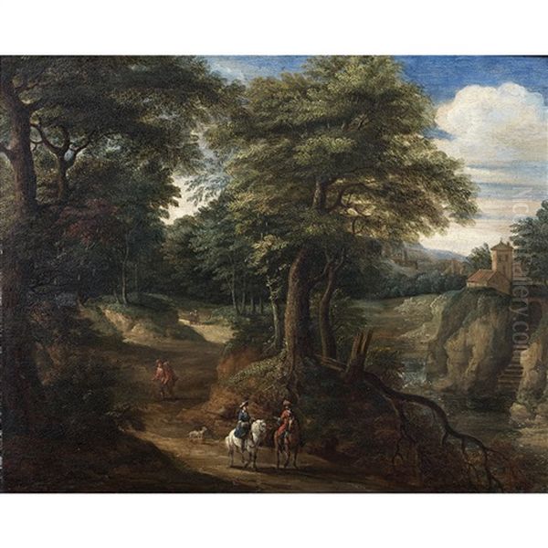 Paysage Anime De Cavaliers Oil Painting by Adriaen Frans Boudewyns the Elder