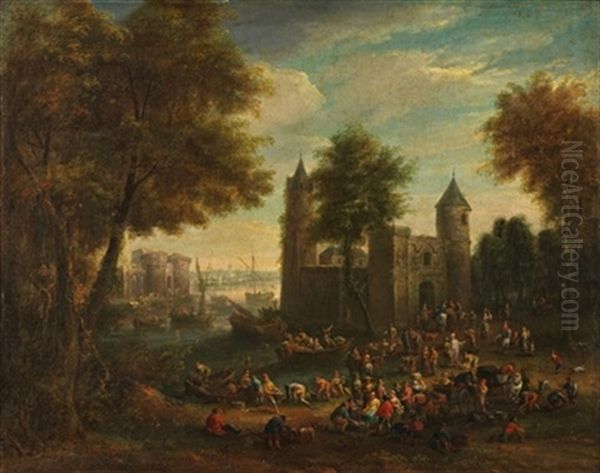 Vista De Un Puerto Oil Painting by Adriaen Frans Boudewyns the Elder