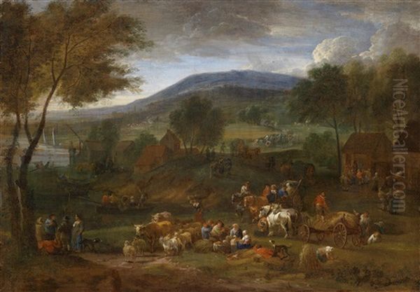 Weite Landschaft Mit Bauerlicher Staffage Oil Painting by Adriaen Frans Boudewyns the Elder