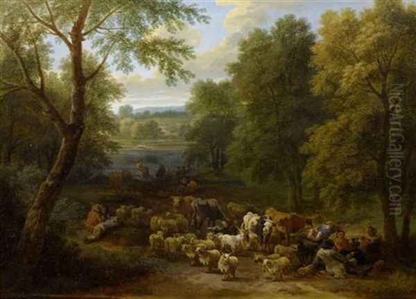 Weite Landschaften Mit Hirten Oil Painting by Adriaen Frans Boudewyns the Elder