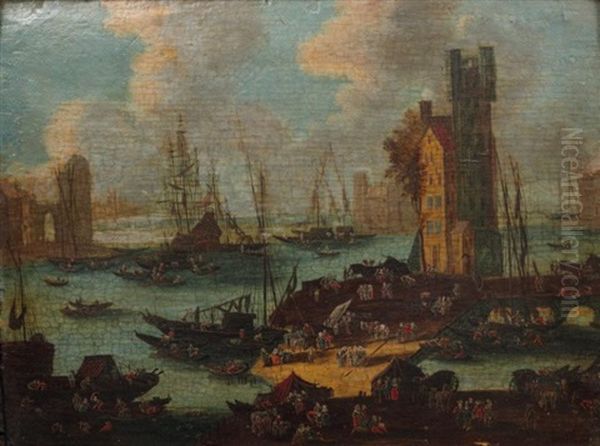 Port Anime De Personnages Oil Painting by Adriaen Frans Boudewyns the Elder