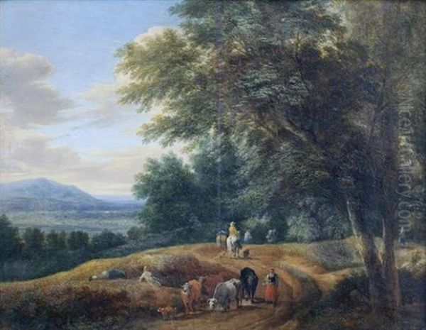 Scene Pastorale Dans Un Paysage De Clairiere Oil Painting by Adriaen Frans Boudewyns the Elder