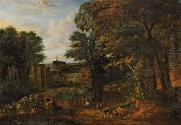 Paysage Avec L'abbaye De La Cambre Oil Painting by Adriaen Frans Boudewyns the Elder