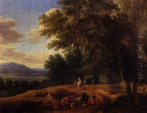 Scene Pastorale Dans Un Paysage De Clairiere Oil Painting by Adriaen Frans Boudewyns the Elder