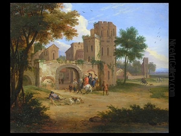 Vor Dem Stadttor Oil Painting by Adriaen Frans Boudewyns the Elder