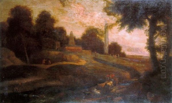 Landscape With Figures Oil Painting by Adriaen Frans Boudewyns the Elder