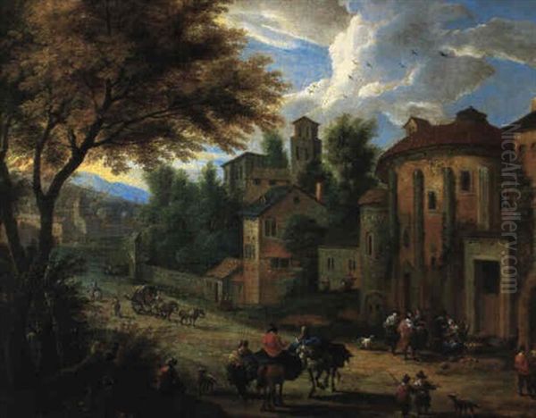 Paysage Anime Avec Retour De Marche Oil Painting by Adriaen Frans Boudewyns the Elder