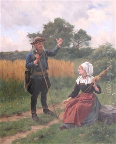 Conversation En Campagne Oil Painting by Edouard-Louis Boudier