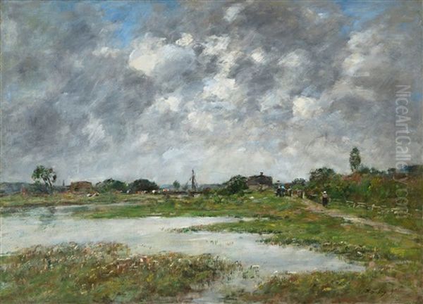 Vieux Village Oil Painting by Eugene Boudin