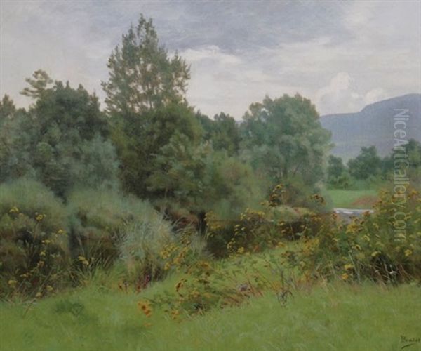 Landscape By The Ognon Oil Painting by Leon Boudot