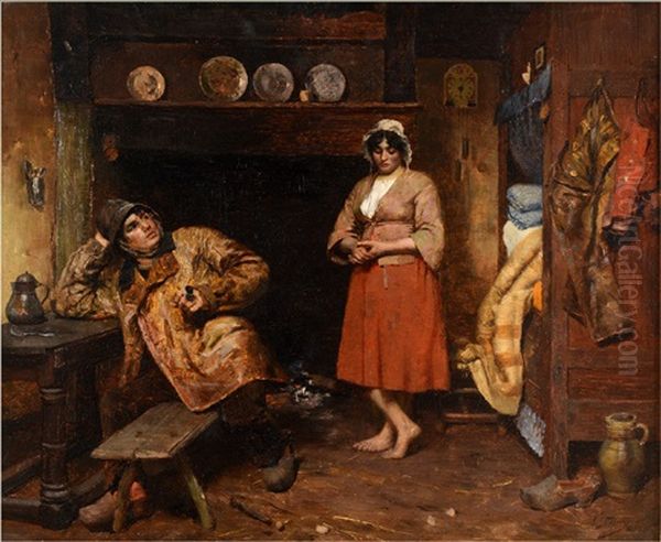 The Fisherman's Home Oil Painting by Alois Boudry